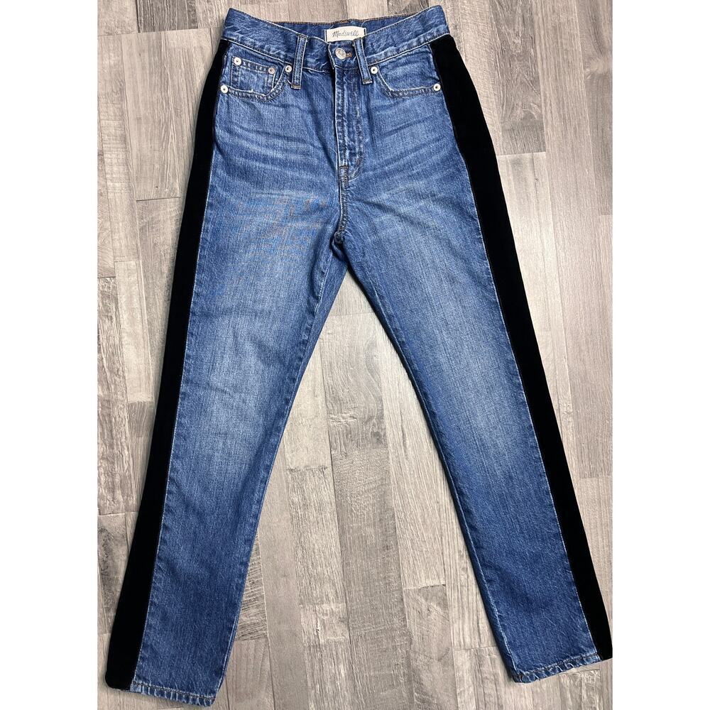 Madewell The Perfect Vintage Jean Women 23 Velvet Side Stripe High Rise Jeans